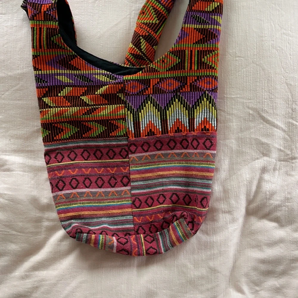 Colorful Tribal Bucket Hobo Boho bag 100% cotton - Picture 5 of 11